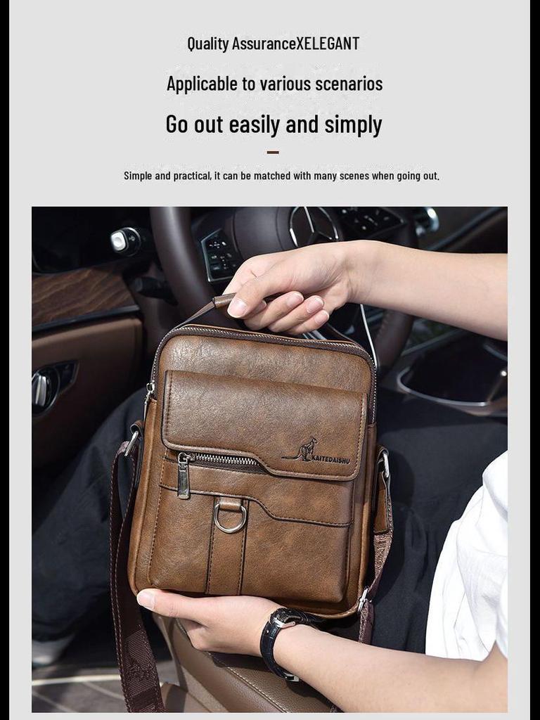 Men's Genuine Leather Vertical Shoulder Bag & Messenger Briefcase