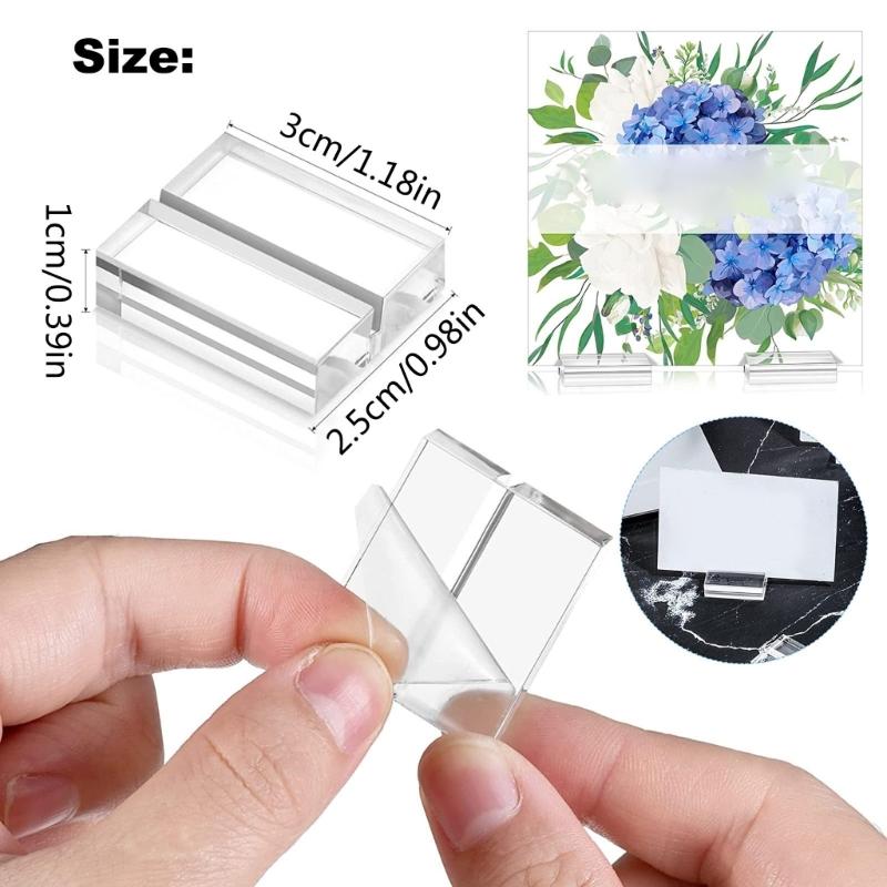 12pcs Acrylic Stands Clear Place Card Holder Table Number Stands Wedding Sign Holder Card Display Stand for Photo Office
