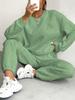 Women's Knit Sweater and Jogger Set Casual Loose Fit Cable Knit Pullover with Elastic Cuff Pants In White