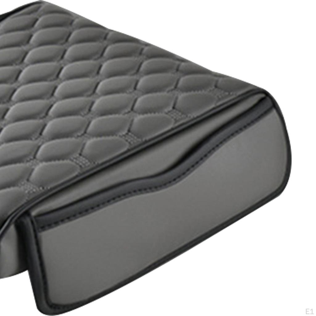 Car Armrest Cushion Pillow PU Leather with Storage Pocket Arm Rest Pad Box Cover