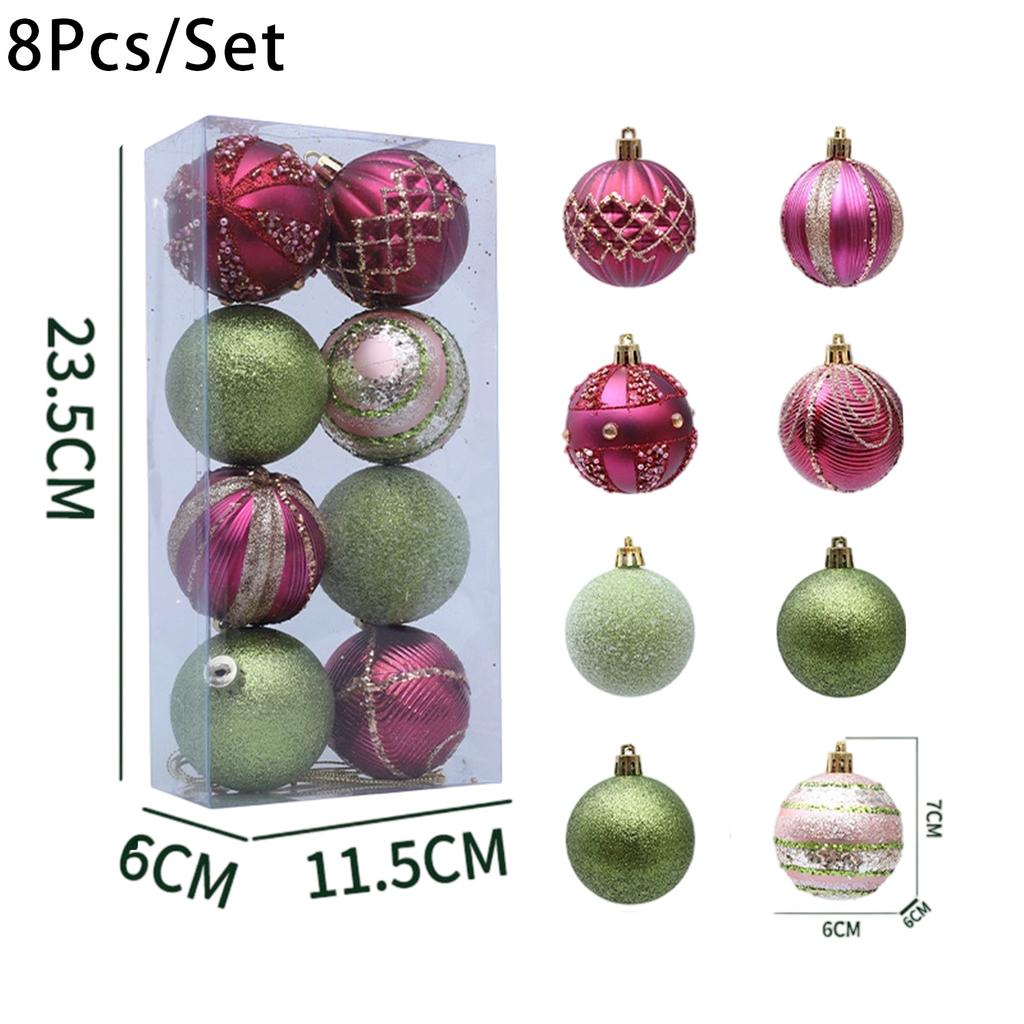 24/8PCS Glitter Painting Xmas Balls Set Christmas Tree Hanging Pendants Ball New Year Party Ornaments Home Decoration Supplies