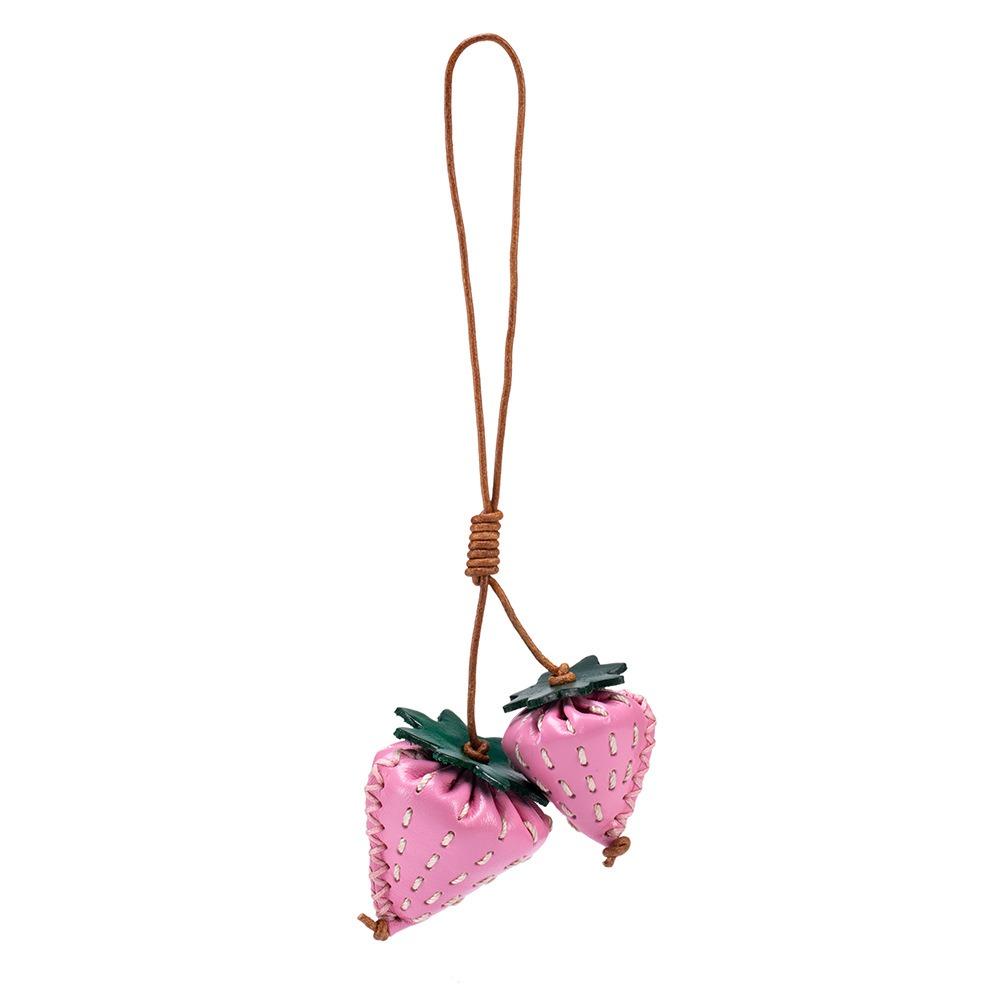 Pear Fruit Pendant Strawberry Bag Pendant Multi-color Leather Keychain  Car Accessory