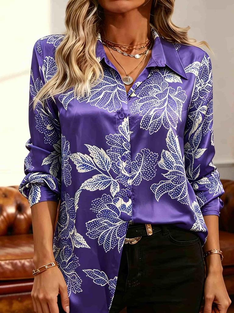 Fashionable women's printed shirt, with an elegant style and long-sleeved design. Suitable for daily wear as well as for dates.