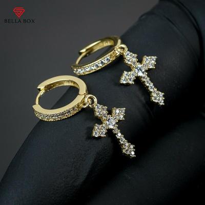 Fashion Cute Cross Earrings For Women/Men Crystal CZ Top Quality Stylish Party Daily Wear Drop Earring Korean Jewelry