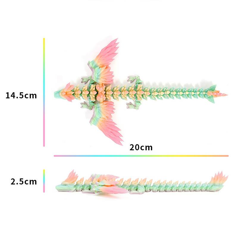 3D Printed Dragon Colorful Gem Dragon Figurines Movable Joint Rotatable Articulated Dragon Crafts Desktop Western Style Ornament