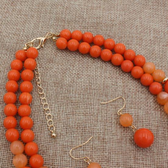 1 Set Layered Necklace Retro Design Jewelry Accessories Double Strand Statement Necklace Hook Earrings Set for Party