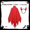 Vampire Costume Set Gothic Cape Cloak with Horned Headband Halloween Cosplay Outfit for Women Men Party Accessories Horror Decor