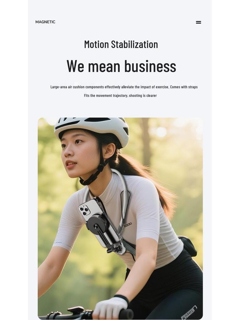 Magnetic Phone Neck Holder for Live Streaming: Shockproof, Anti-shake, Chest Mount for Cycling, First-Person View Shooting