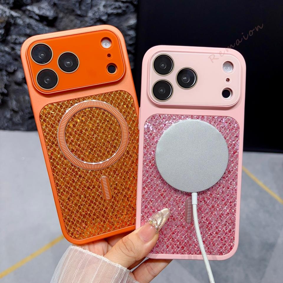 Glitter Official Magnetic Phone Case For For Iphone 1 14 16 17 Pro Max 17Pro Max Bling Bling Shockproof Protector Cover