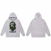Mens Oversized Hooded Sweatshirt With Ape Head Print Heavyweight Cotton Long Sleeve Pullover Daily Wear