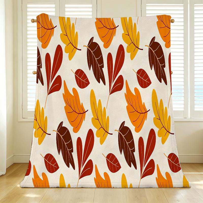 No-Shed Flannel Fleece Blanket Soft Cozy Autumn Leaves Pattern, Warm for Couch, Bed, Home, Cozy Movie Nights & Bedroom Decoration