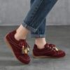 Johnature Retro Flats With Beaded Genuine Leather Lace-up Soft Soled Lightweight Women's Shoes