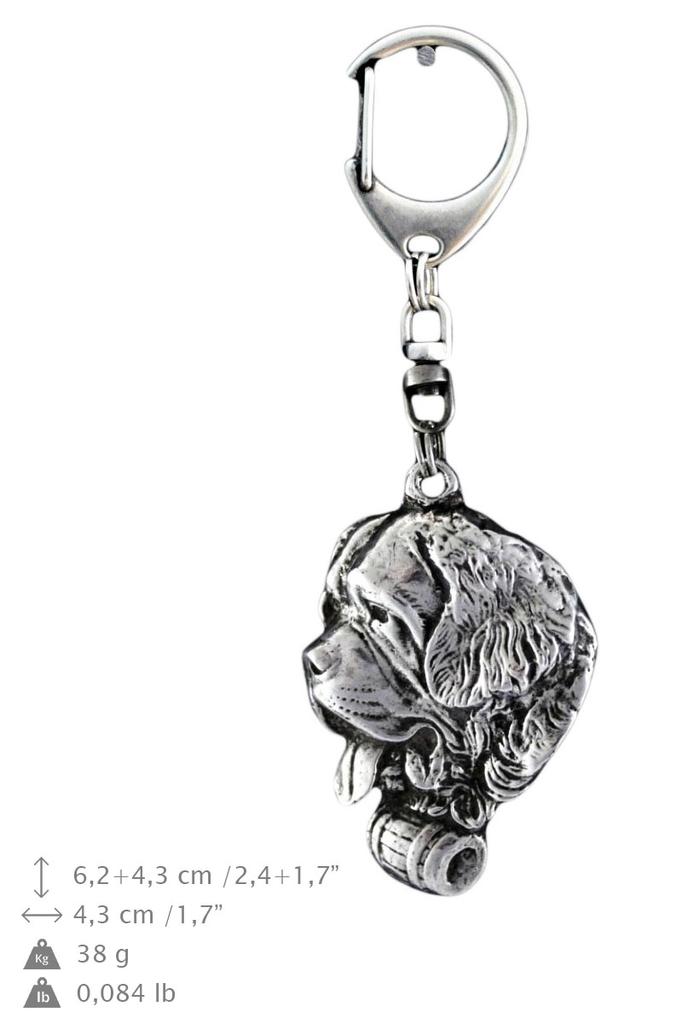 St. Bernard, Saint Bernard, Alpine Mastiff - Silver-plated key ring with a dog in a gift box, handbag decoration, backpack pendant by Art-Dog brand