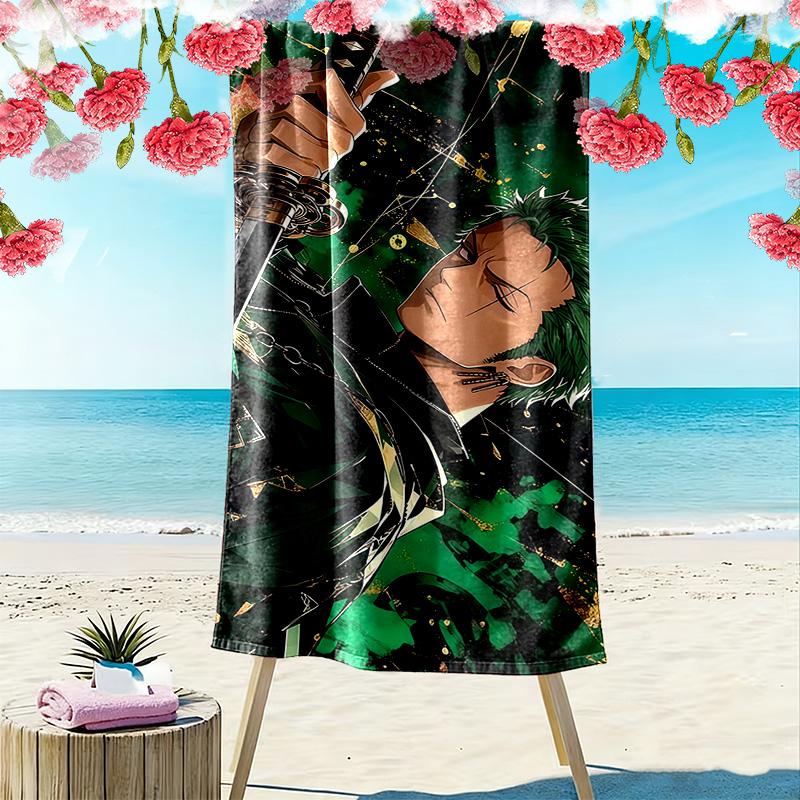 Roronoa Zoro Print Beach Towel, Large Soft Quick Dry Towel for Beach Camping Swimming