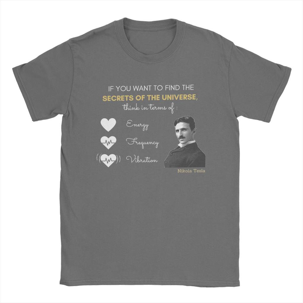 Nikola Tesla Tajemství Vesmíru Pánská Trička Vintage Tričko Krátký Rukáv Kulatý Výstřih Trička 100% Bavlna Nápad na Dárek Topy