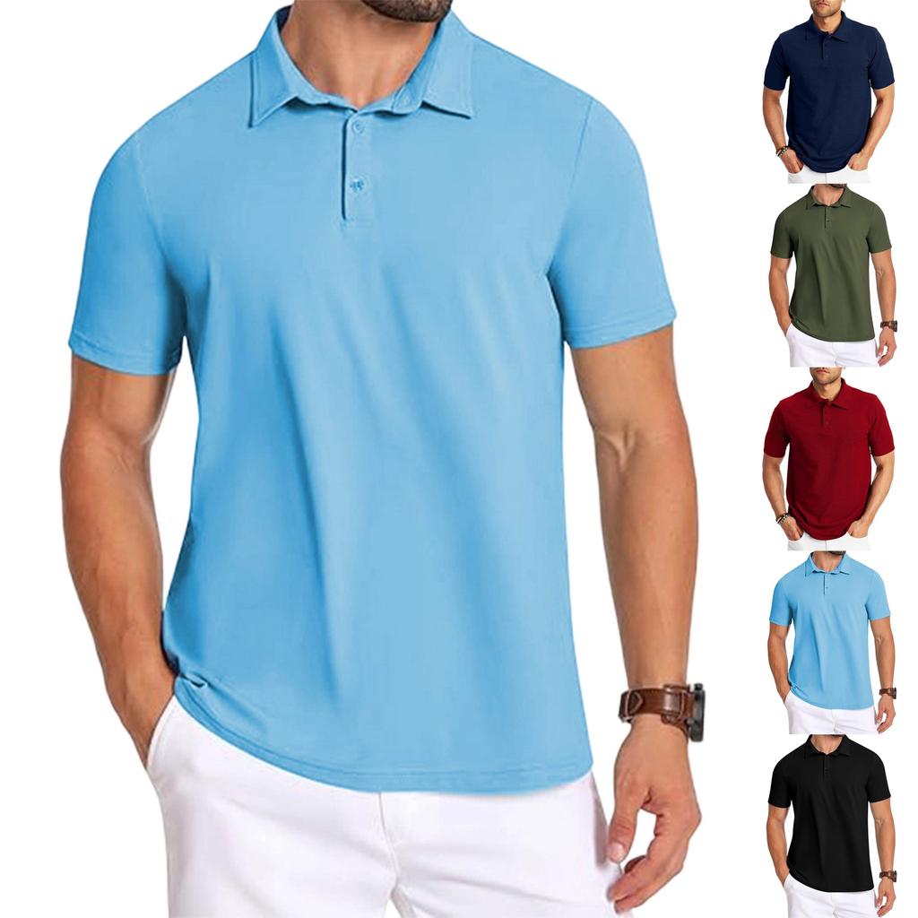 Men's Polo Shirt Short Sleeve Quick Dry Performance T Shirt Classic Fit Lightweight Breathable Sports Casual Business Top