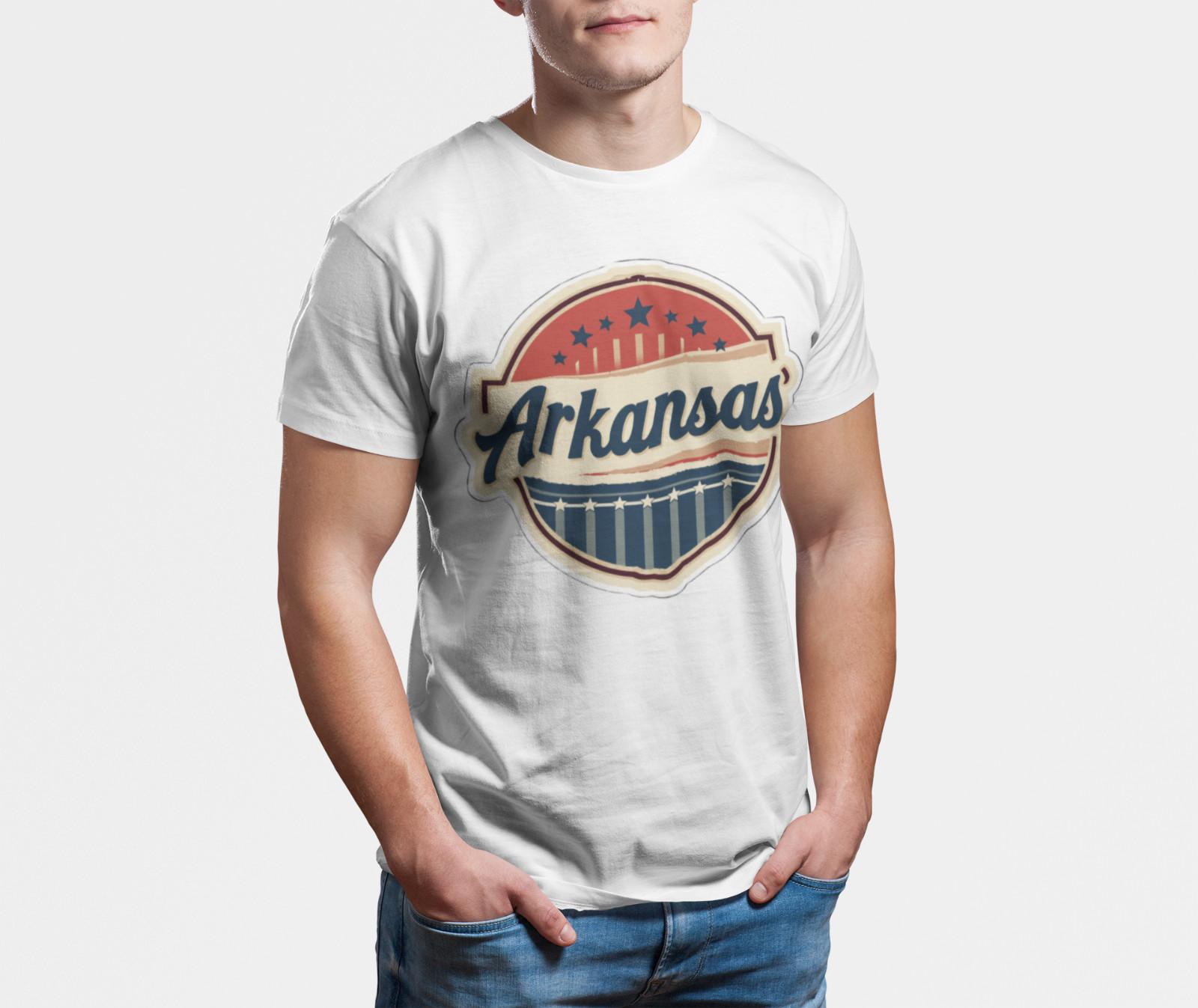 Arkansas Vintage Badge T-Shirt – Retro Arkansas Flag Graphic Tee 3XL