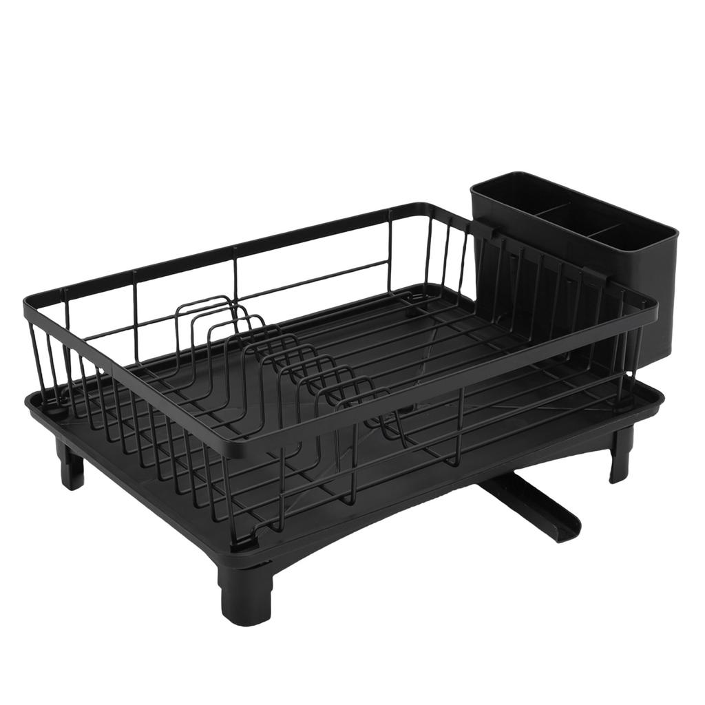 Dish Drying Rack Iron Dish Drainer Efficient Drainage System Space Saving Utensil Dish Rack for Kitchen Counter