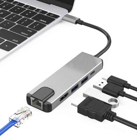 

Адаптер зарядного концентратора USB 3.0, совместимый с HDMI, тип C 5 в 1 для MacBook Pro