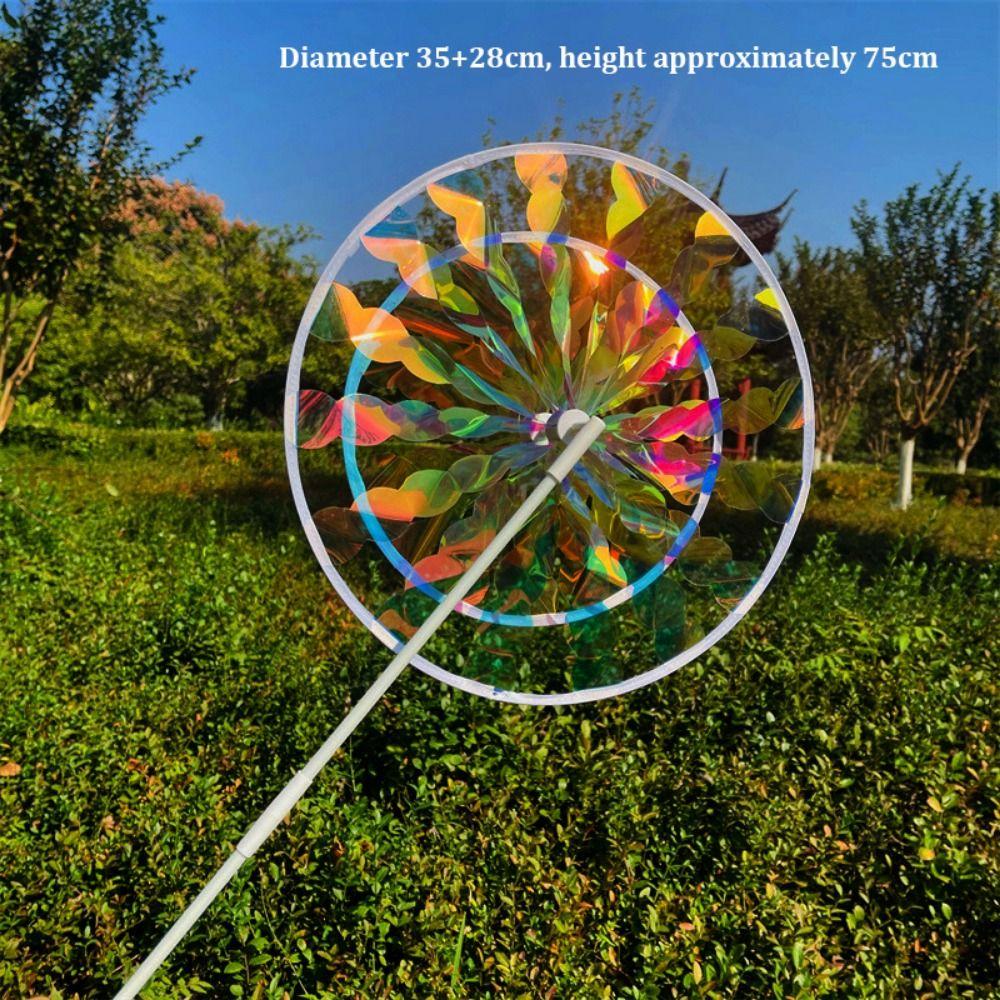 Stiluri Multiple Lasere Colorate Film Strălucitor Moară de Vânt Strat Dublu PVC Vânturică Rotativă Schimbătoare de Culoare Strălucitoare