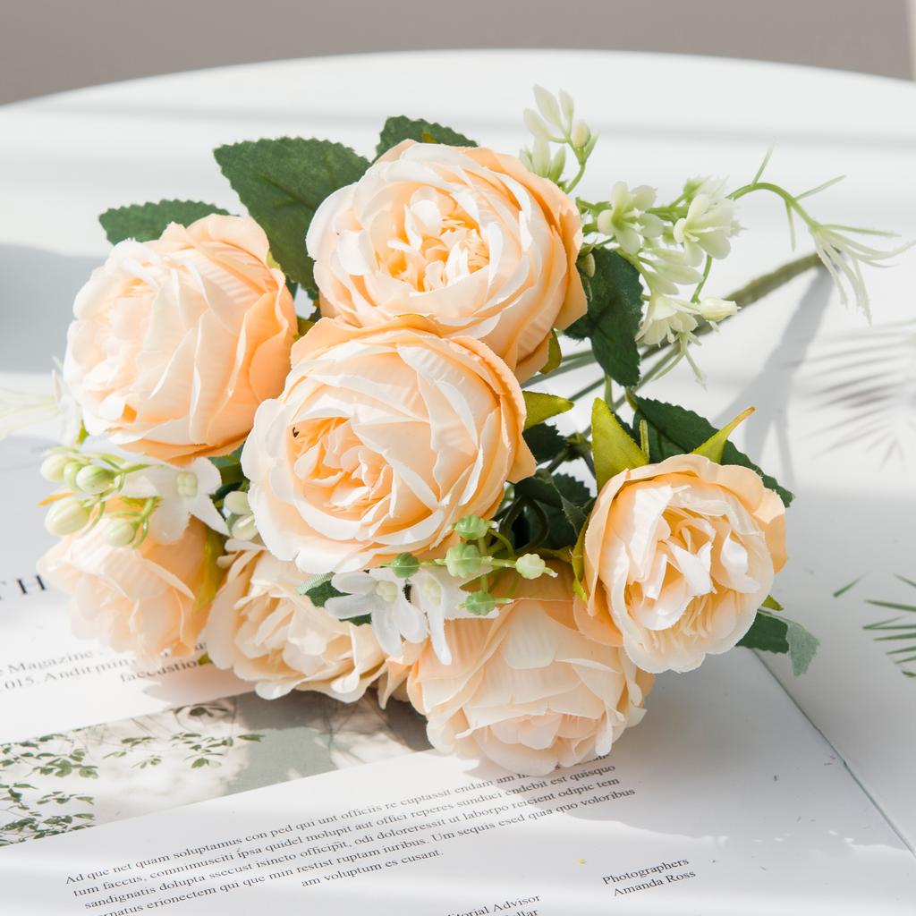 Artificial Flower Vase for Home Decoration Accessories Wedding Scrapbook Peony Candy Box Arrangement Christmas Silk Rose Bouquet