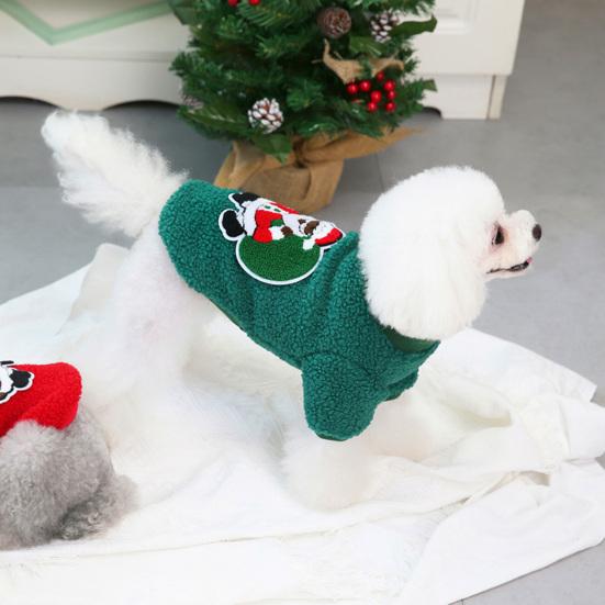 Long-lasting Dog Fleece Clothes Christmas Series Pattern Lovely Thickened Puppy T-shirt Clothes