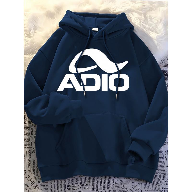 Trendy brand autumn and winter men's clothing with the same hooded pullover printed sweater with fleece and thicker leisure sports
