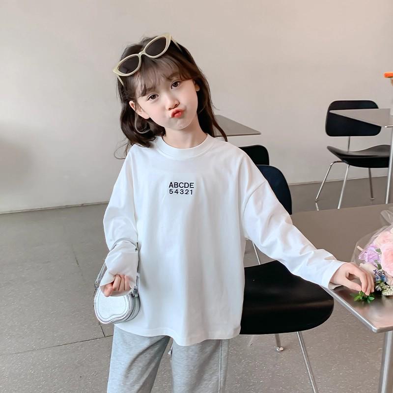 Mädchen Baumwoll-Langarm-T-Shirt im koreanischen Stil mit lockerem Schnitt - Herbstmode
