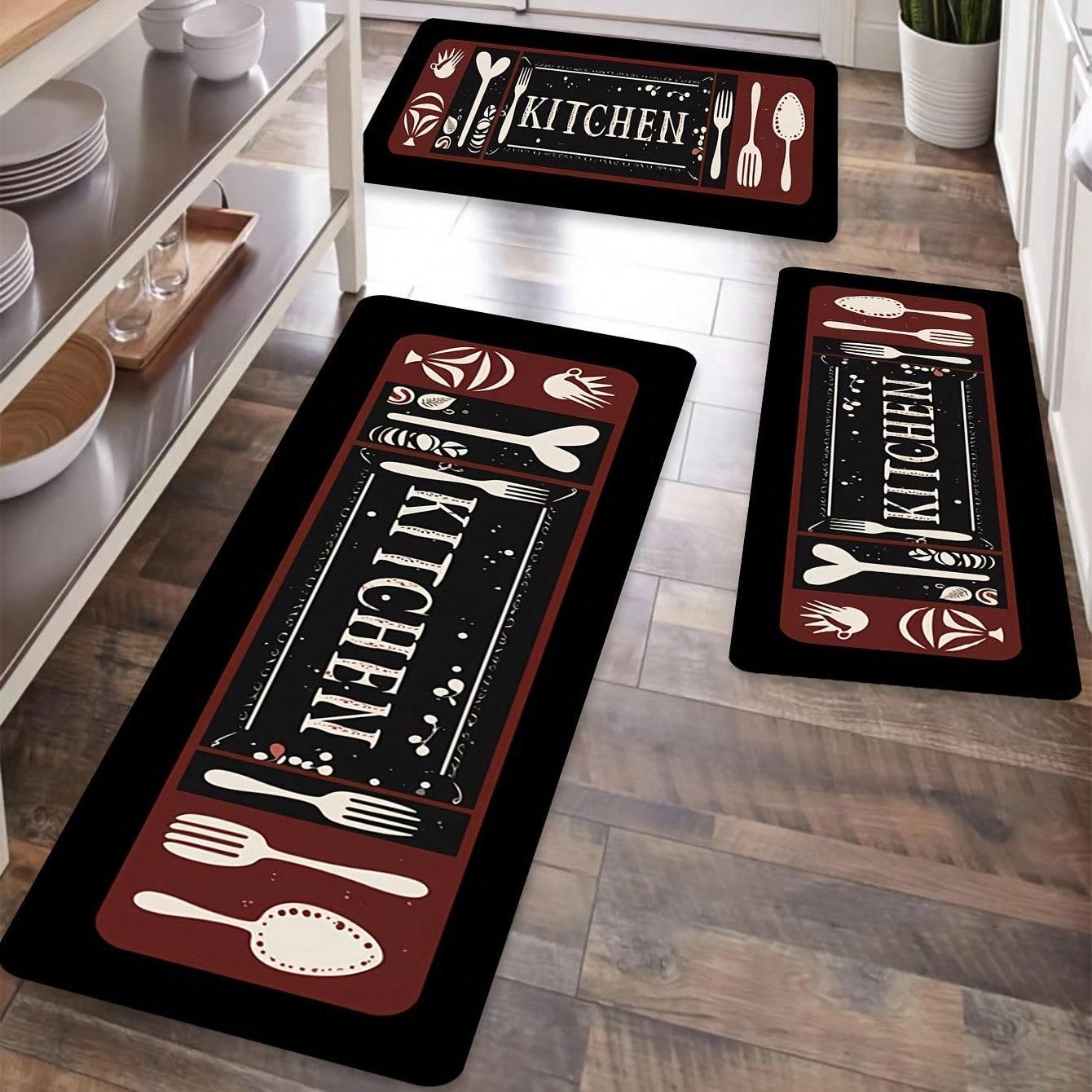 

Vikamara Flannel Kitchen Soft Carpet - Featuring a Design of Dishes and Spices, Ideal for Use as a Home Decor Rug in the Dining 40X60CM
