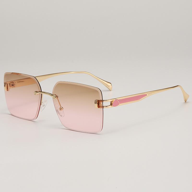 European & American Frameless Gradient Sunglasses: Trendy Large Metal Frames