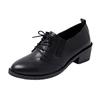 Fall 2025 New Thick-heeled Low-top Single Shoes Women's Plus-size Lace-up Retro Leather Shoes