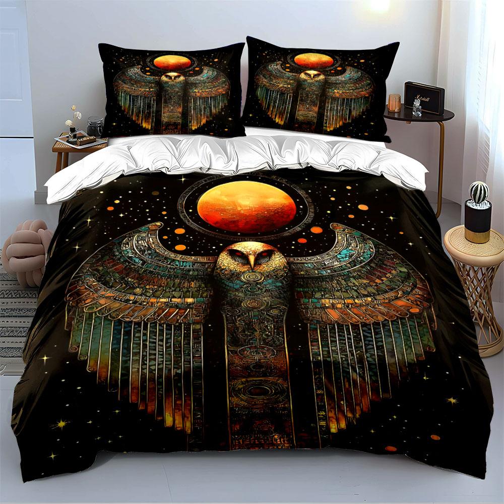 Mystic Owl with Moon Wings Bedding Duvet Cover Set (1*Duvet Cover 2*Pillowcases, without duvet insert)