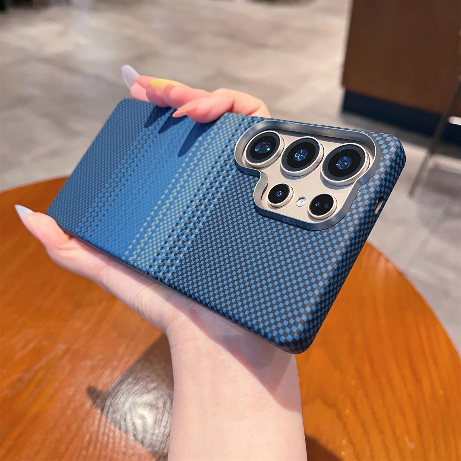 

Semi Wrap Kevlar Magnetic Phone Case for Samsung Galaxy S25 S24 S23 Ultra Shockproof Slim New Carbon Fiber Protective Cover Galaxy S25 Ultra