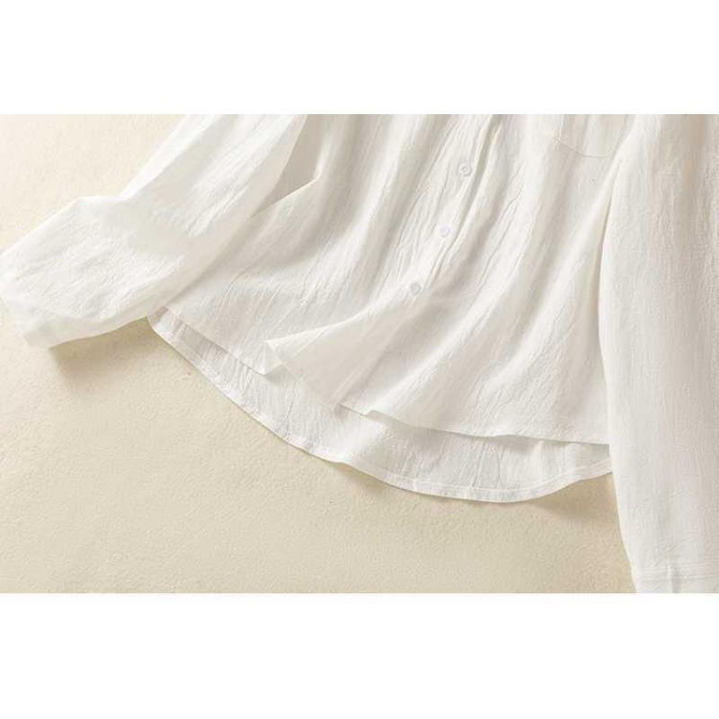 Early Spring Artistic Cotton Linen Long Sleeved Shirt for Women Loose Age Reducing Retro Base Top Blouses & Shirts