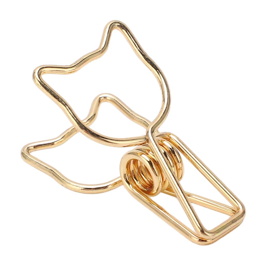 100pcs Clips Cute Cartoon Cat Shape Metal Hollowed Tail Clips Paper Clamps Supplies