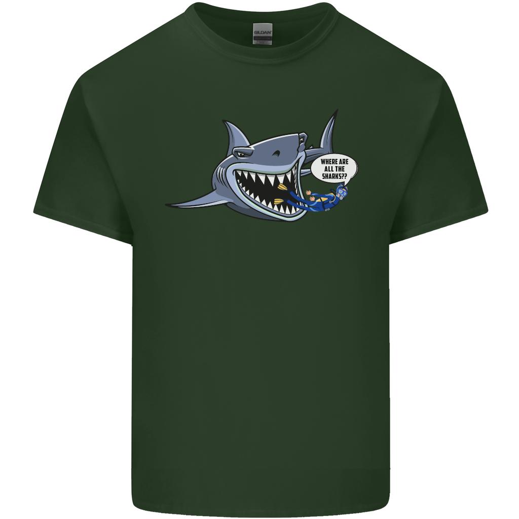 Where Are the Sharks Scuba Diving Diver Unisexs Light Cotton TShirt