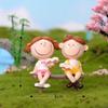 Cute Girl Boy Couple Sit Down Bench Figurine DIY Miniature Landscape Decoration