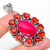 Ruby  Natural Garnet Gemstone 925 Sterling Silver Jewelry Pendant 2.40" f3V89