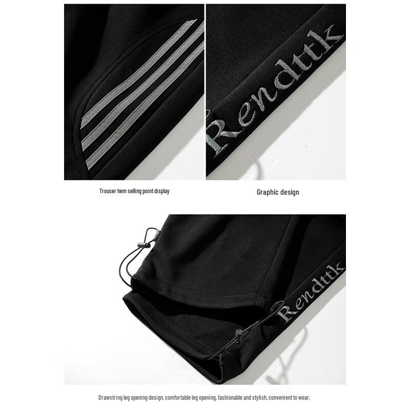 Wassup Sohot Męskie Retro Spodnie Casualowe z Trzema Paskami o Prostych Nogawkach