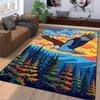 "Colorful Eagle Flying Over Forest and Sunset Art Style Carpet" Suitable for Use As an Anti-slip for Living Room Bedroom Sofas
