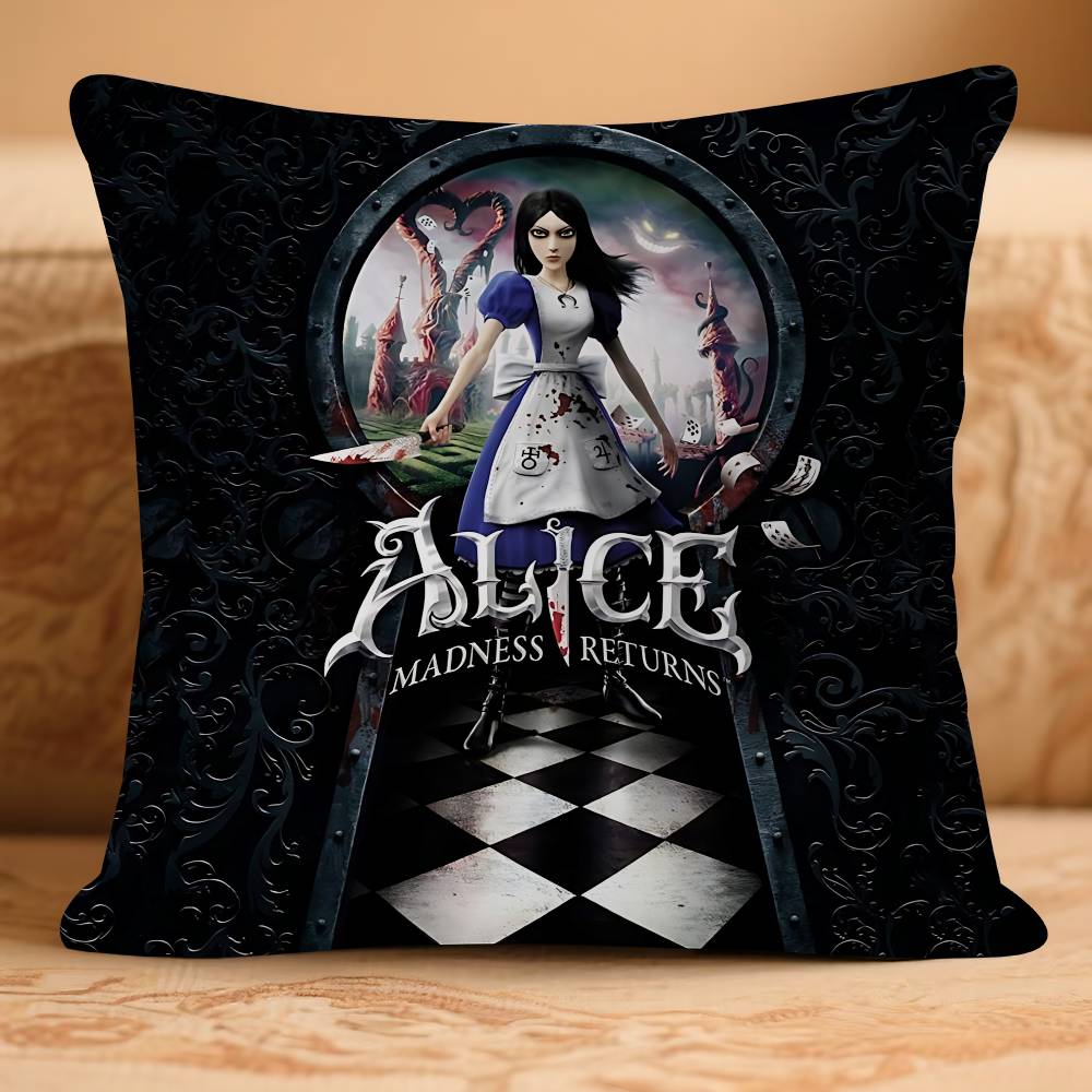 GAME AliceS Madness Returns Pillow Case Removable Washable Cushion Cover – All-Season Soft Linen
