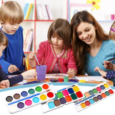 Boxed Watercolor Paint Set Water Soluble Pigments Set with Brush Portable Watercolor Palette