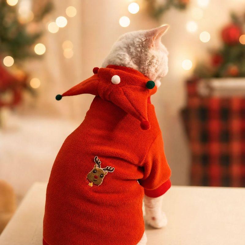 2026 Sphinx hairless cat German cat clothes Christmas New Year atmosphere fleece hoodie dog kitten coat