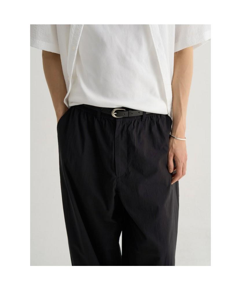 8SECONDS Seersucker Balloon Fit Elastic Waist Pants Black