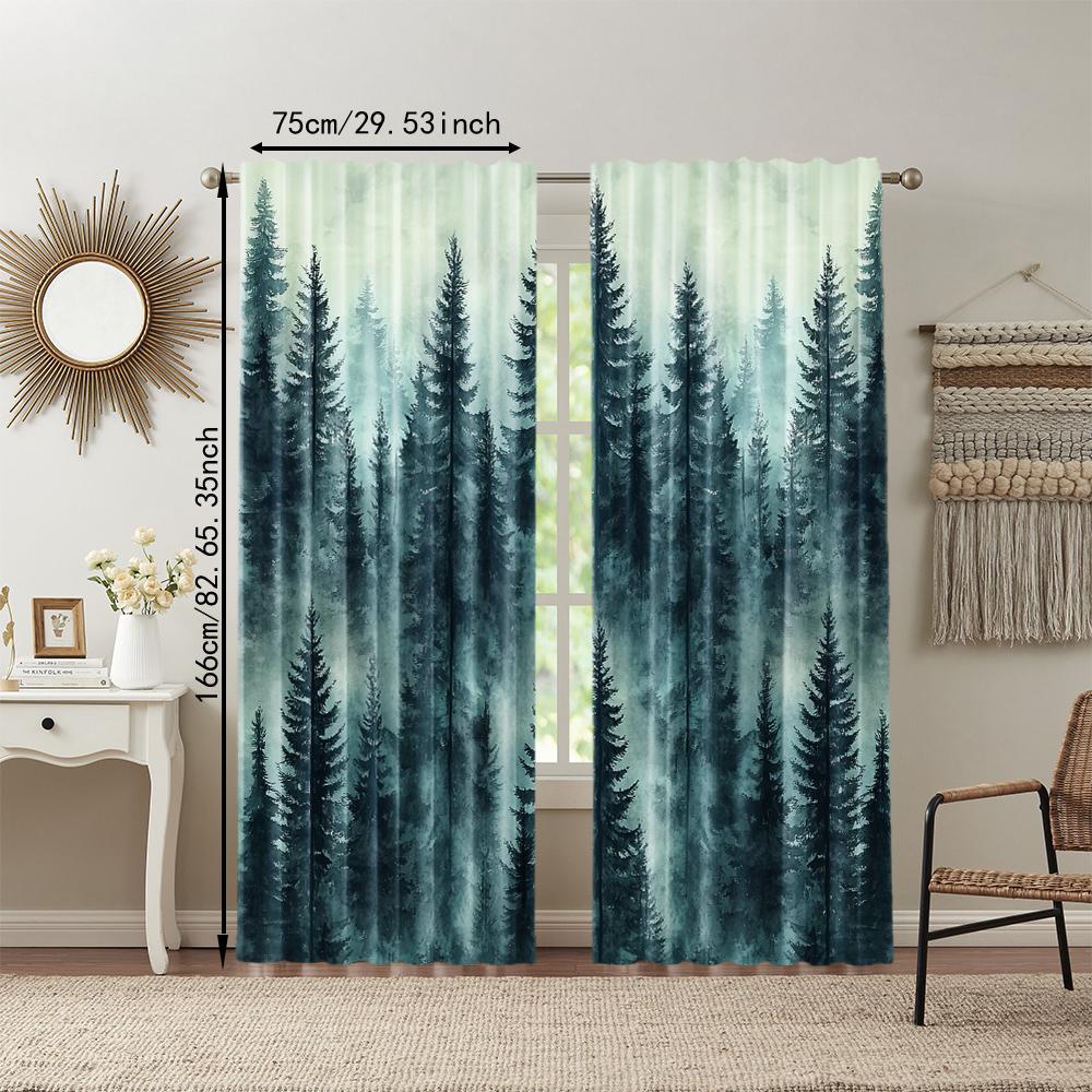 2 Stück vielseitige transparente Polyestervorhänge für die Heimdekoration Misty Forest Peel für den Einsatz in Schlafzimmern und Wohnzimmern