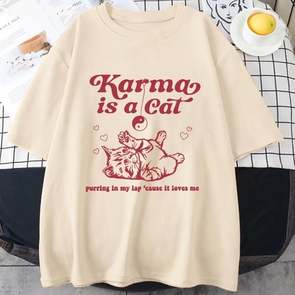 

Футболка Karma Is A Cat 2023 Taylor Midnights Album Short Tee Shirt Meet Me at Midnight Tops Camisetas Unisex Dropshipping S