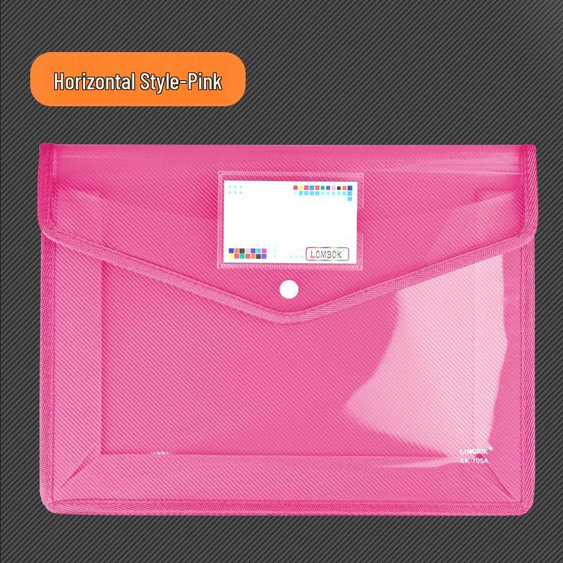 Transparent A4 Thickened Snap Button File Bag - Large Capacity Student Storage and Document Organizer