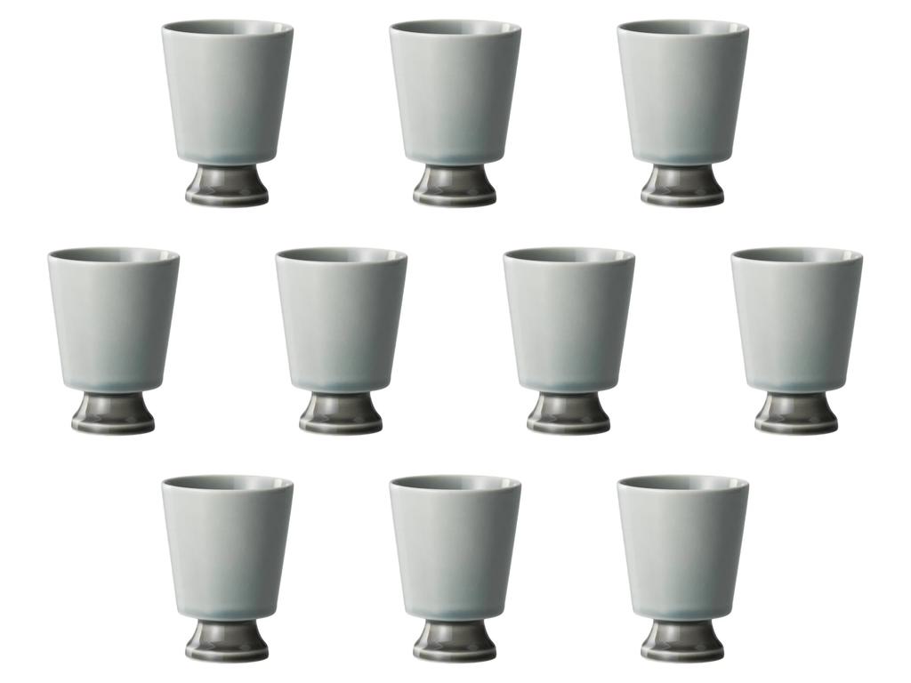 Set of 10 Cups X 11 Cm Shochu Cups Setomonohonpo Blue-Gray Free-Fill [8.5 (300cc)]