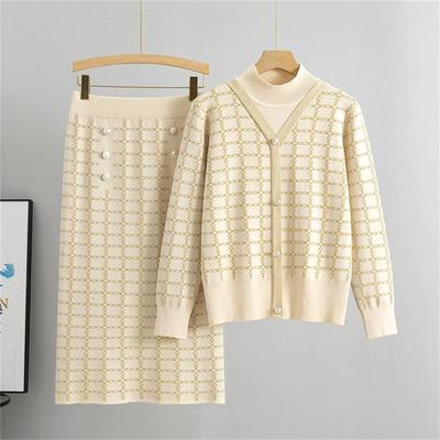 Ladies' Autumn Winter   Small Fragrant Fashion Half Length Skirt Set With Elegant Charm Two Piece Trendy Set