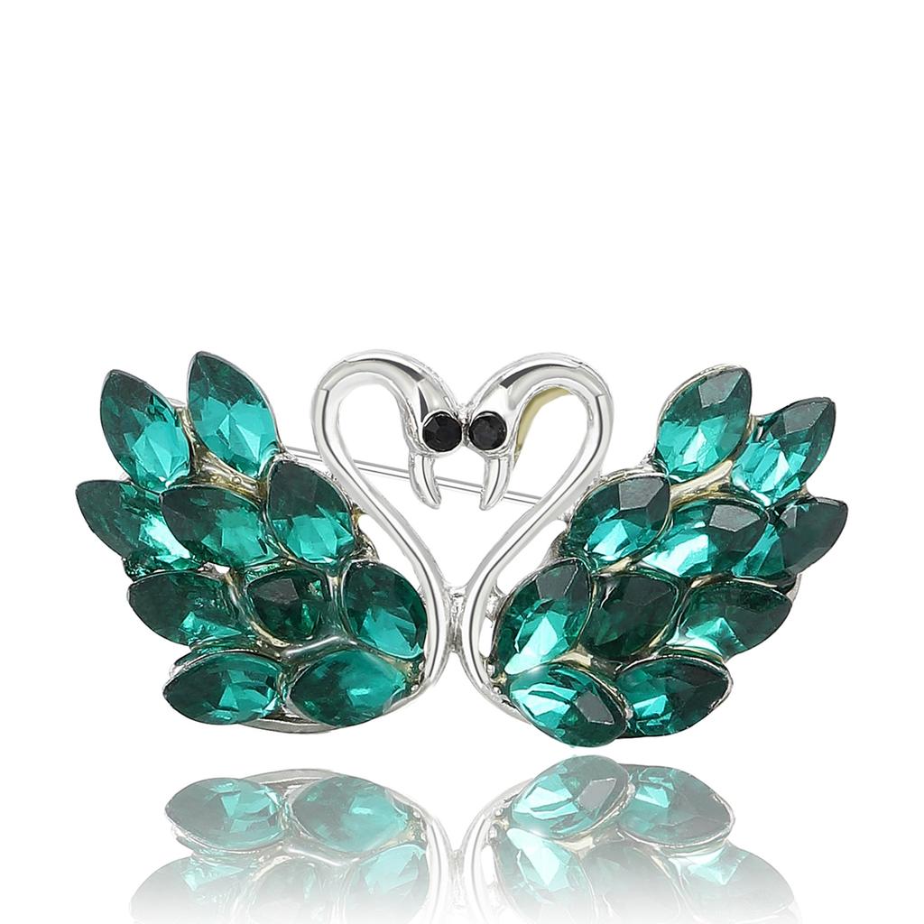 Broșă de lebădă cu strasuri din aliaj rafinat la modă, temperament elegant, costum de damă, haină, corsaj, bijuterii